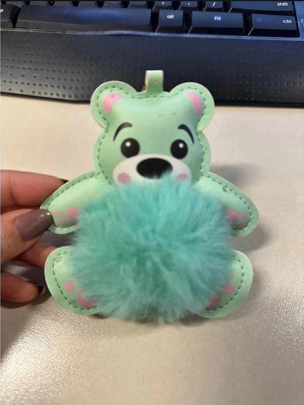 Plush Bear Bag Charm Green key chain teddy bear